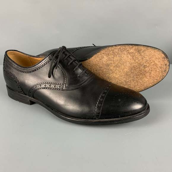 GUCCI Black Perforated Leather Oxford Cap Toe Lace Up Shoes - Picture 5 of 8